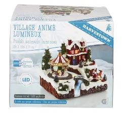 Village de Noël animé lumineux musical 18 LED multicolores