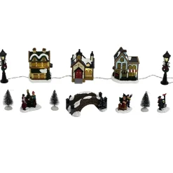 Village de Noël lumineux décor et personnages 12 pièces
