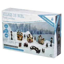 Village de Noël lumineux décor et personnages 12 pièces