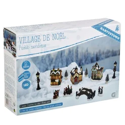 Village de Noël lumineux décor et personnages 12 pièces