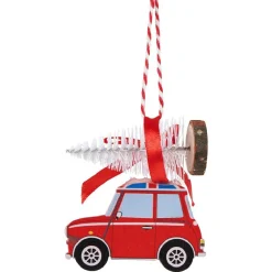 Voiture en bois à suspendre sur sapin de Noël